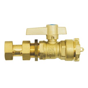 Robinet droit télescopique à raccord incorporé pour support de compteur - Avec verrouillage de la poignée de manoeuvre