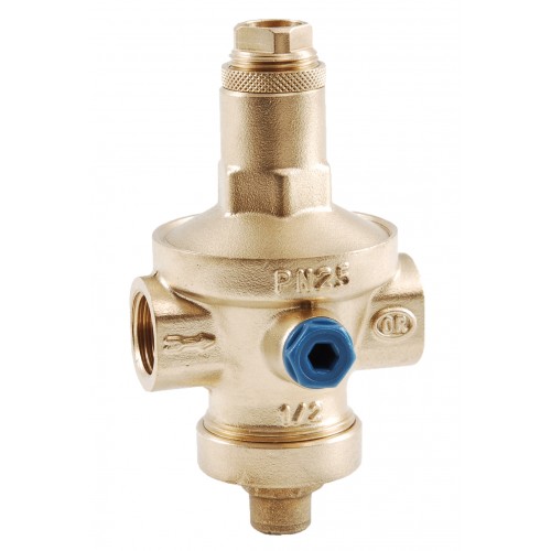Réducteur De Pression D'eau MiniBrass - Laiton Nickelé, Réglage 1 à 4 Bars, Filetage 1/2"
